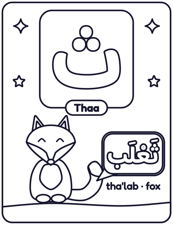 Arabic Letter Thaa (ث) colouring page