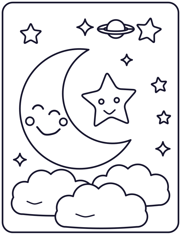 Noori and the Stars colouring page