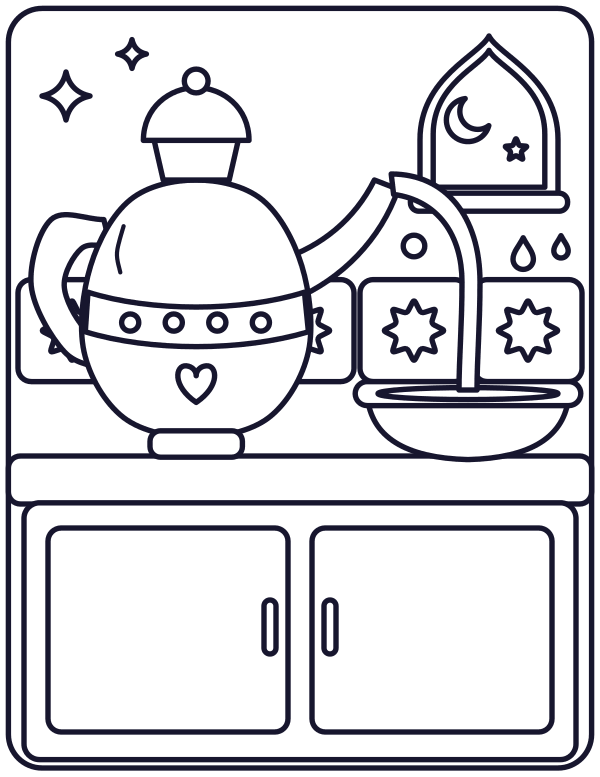 Wudu Water Jug colouring page