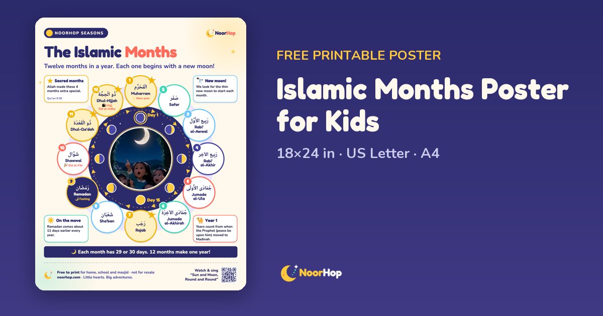 Islamic Months in Order for Kids – Free Printable PDF · NoorHop